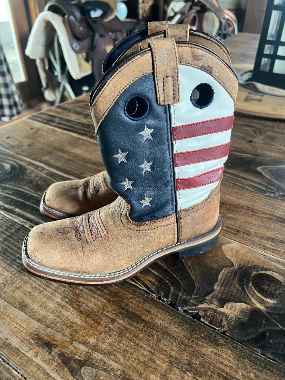 Cody James Boys' USA Flag Western Boots - Broad Square Toe Size 3 D